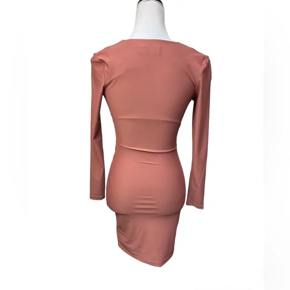 Tiger Mist Long Sleeve Over and Under Dress / Color: Rose / Size: XS - Picture 3 of 7